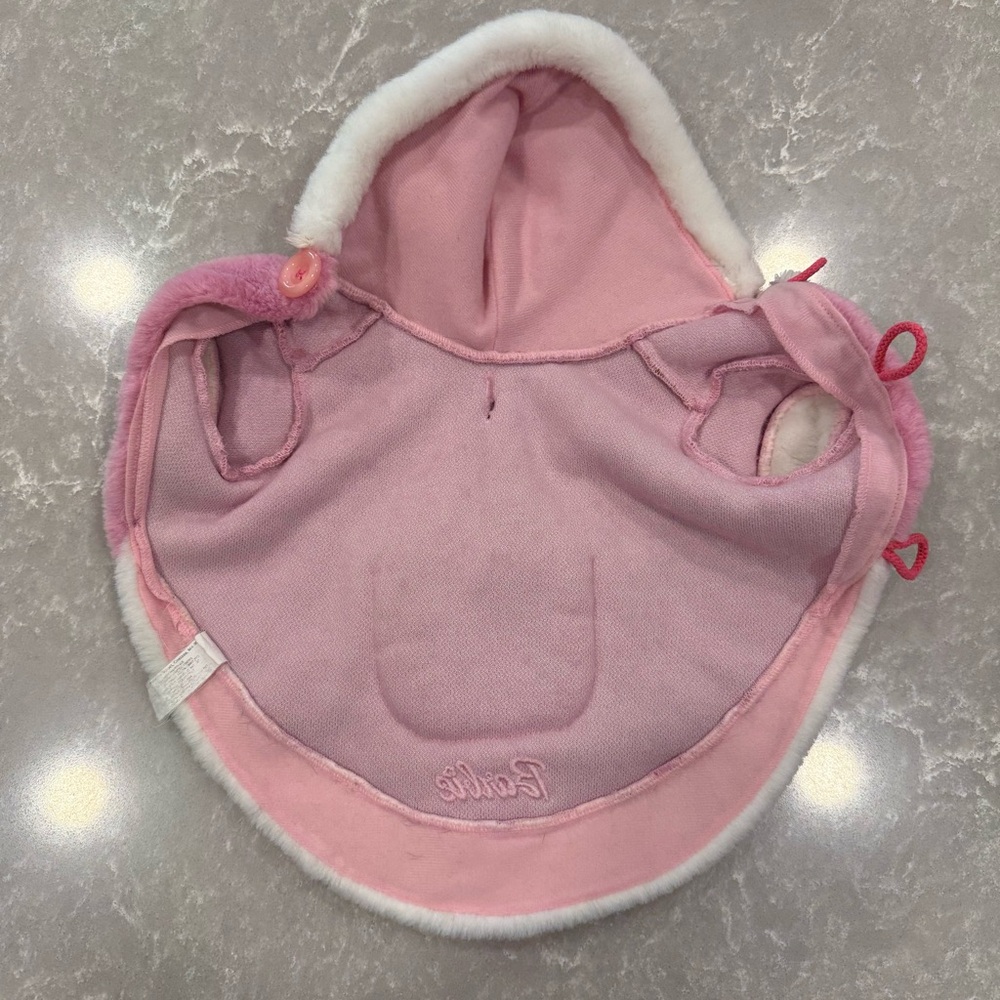 Vintage Barbie Pink Plush Dog Coat with Hood & Pocket Hearts Size Small - Picture 10 of 11